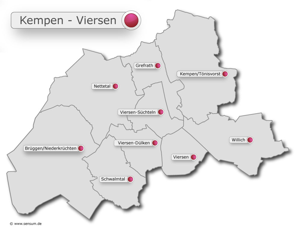 Karte Region Kempen-Viersen